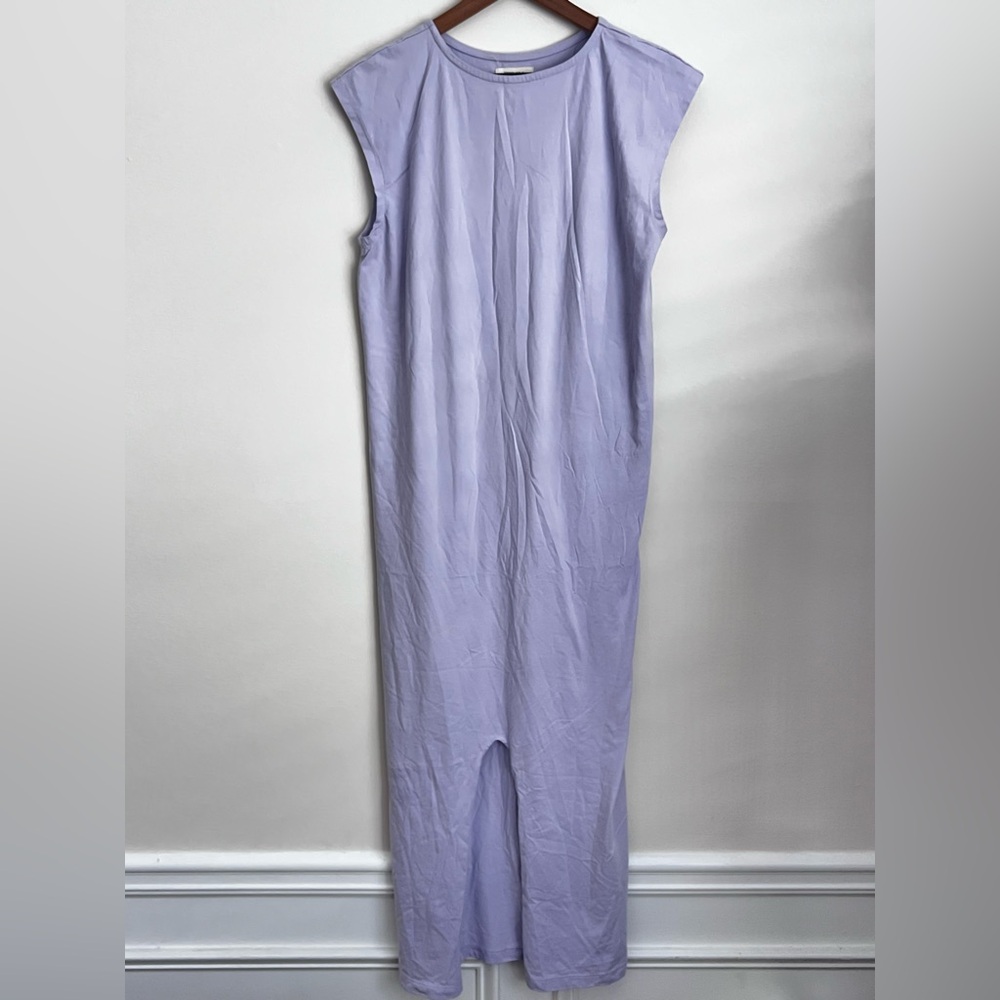WVN sleeveless tee shirt Maxi dress crewneck lavender purple Organic cotton M